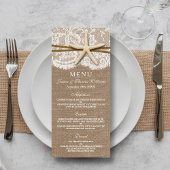 Cartes de menu Rustic Starfish Collection Mariage
