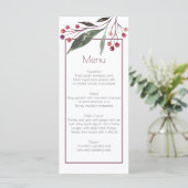 Cartes de menu Rustique Aquarelle Bourgogne (Debout devant)