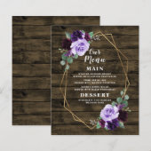 Cartes de menu Rustique Floral Purple et Mariage G (Devant / Derrière)