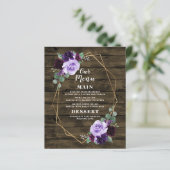 Cartes de menu Rustique Floral Purple et Mariage G (Debout devant)