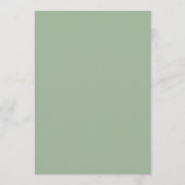 Cartes de menu Sage Green Simple Mariage (Dos)