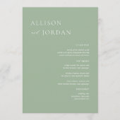 Cartes de menu Sage Green Simple Mariage (Devant)