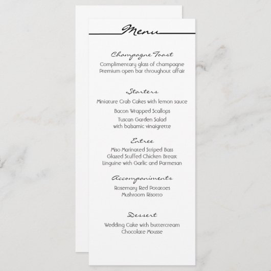 Cartes de menu "Scribbles" (Devant / Derrière)