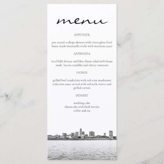 Cartes de menu simples de la skyline de Cleveland (Devant)