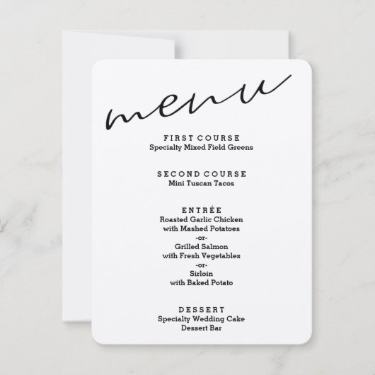 Cartes de menu simples en papier kraft rustique (Devant)