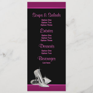 Cartes de menu Talons hauts à paillettes rose vif