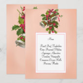 Cartes de menu vintage Pink Bells and Berries (Devant / Derrière)