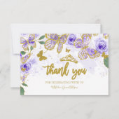 Cartes de Merci aux papillons Quinceanera (Devant)