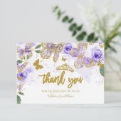 Cartes de Merci aux papillons Quinceanera (Debout devant)