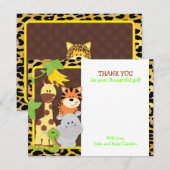 Cartes de Merci de baby shower d'amis de jungle de (Devant / Derrière)