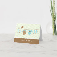 Cartes de Merci de baby shower de corde à linge