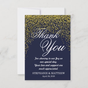 Cartes de Merci de bleu marine de confettis de