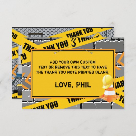 Cartes de Merci de construction (Devant / Derrière)