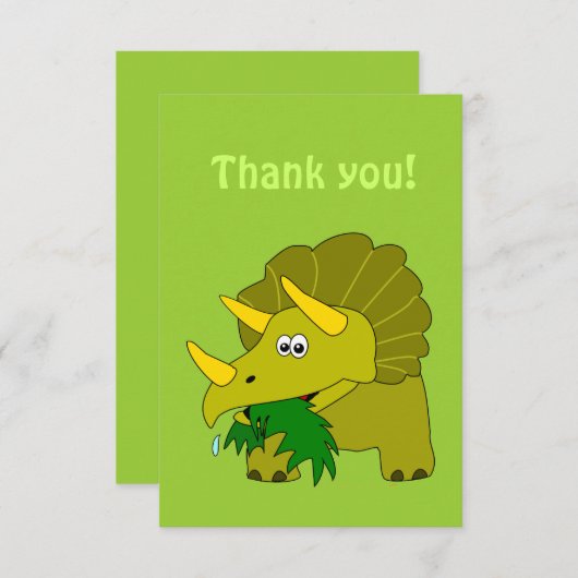 Cartes de Merci de dinosaure de bande dessinée de (Devant / Derrière)