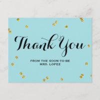 Cartes de Merci de Fête de la mariée du bleu | de
