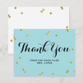 Cartes de Merci de Fête de la mariée du bleu | de (Devant / Derrière)