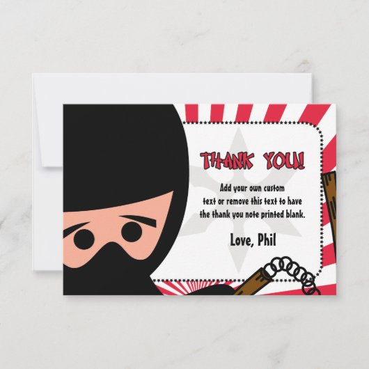Cartes de Merci de guerrier de Ninja (Devant)