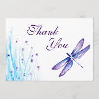 Cartes de Merci de libellule - aquarelle pourpre