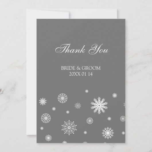 Cartes de Merci de mariage d'hiver grises (Devant)