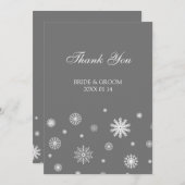 Cartes de Merci de mariage d'hiver grises (Devant / Derrière)