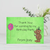 Cartes de Merci de partie d'anniversaire de enfant (Debout devant)