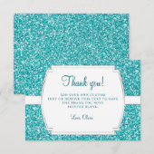 Cartes de Merci de parties scintillantes d'Aqua (Devant / Derrière)