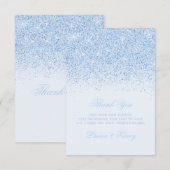 Cartes de Merci de parties scintillantes de bleus (Devant / Derrière)