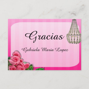 Cartes de Merci de Quinceanera de roses et de