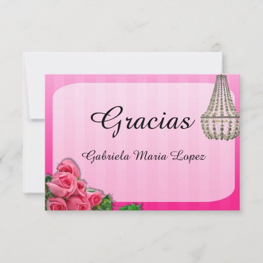 Cartes de Merci de Quinceanera de roses et de (Devant)