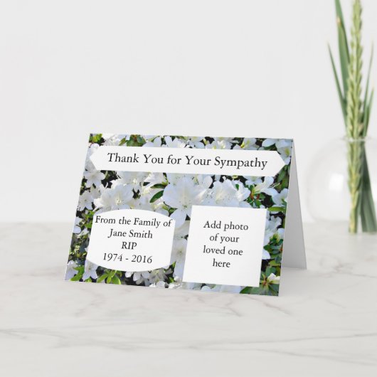 Cartes de Merci de sympathie personnalisées (Devant)