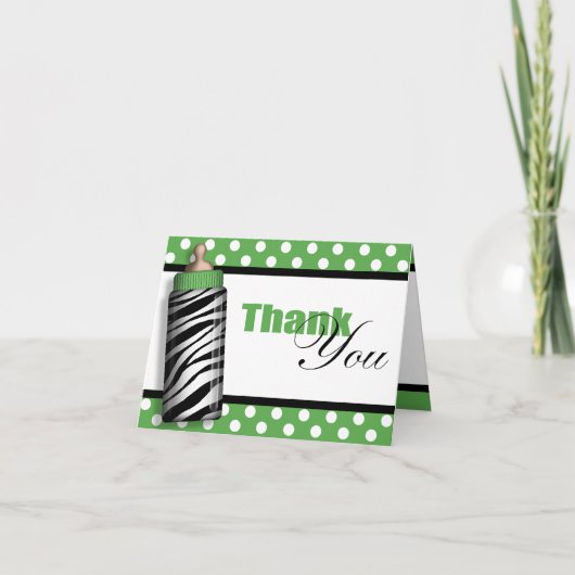 Cartes de Merci de vert de biberon d'impression de (Devant)