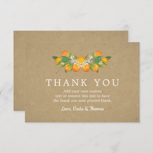 Cartes de Merci d'oranges de pays (Devant / Derrière)