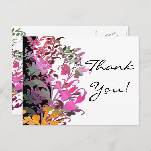 Cartes de Merci Enchantant Fleurs (Devant / Derrière)