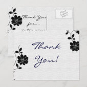 Cartes de Merci Fleurs noires (Devant / Derrière)