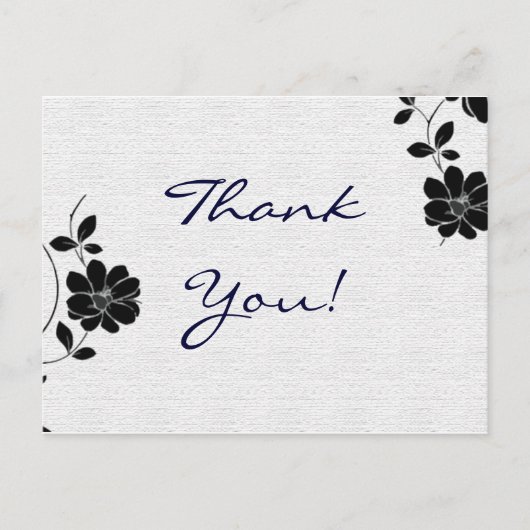 Cartes de Merci Fleurs noires (Devant)