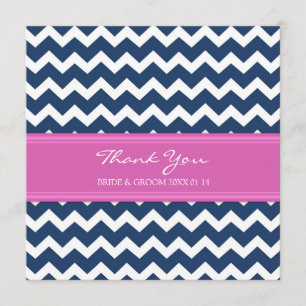 Cartes de Merci mariage Pink Blue Chevron
