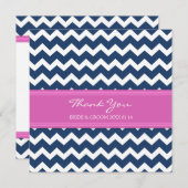 Cartes de Merci mariage Pink Blue Chevron (Devant / Derrière)