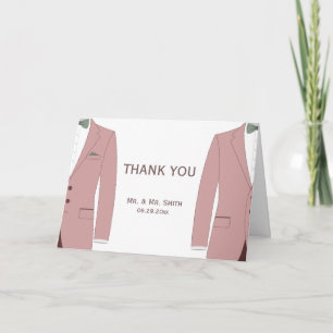 Cartes De Merci Mariage Rose Et Sage Gay