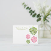 Cartes de Merci ou de table Fleurs roses vertes (Debout devant)