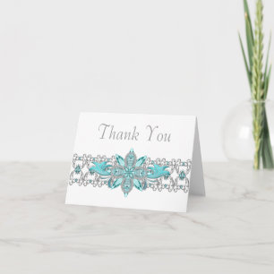 Cartes de Merci Turquoise Blue Silver