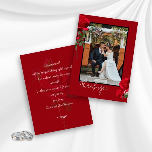 Cartes de message du Mariage de photos Red Roses