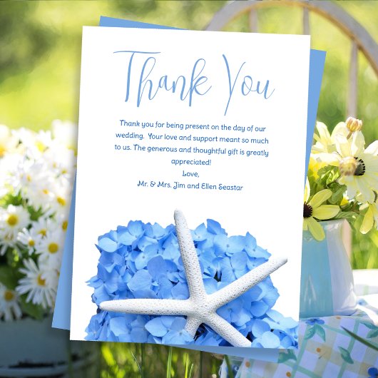 Cartes de message du Mariage Starfish bleu