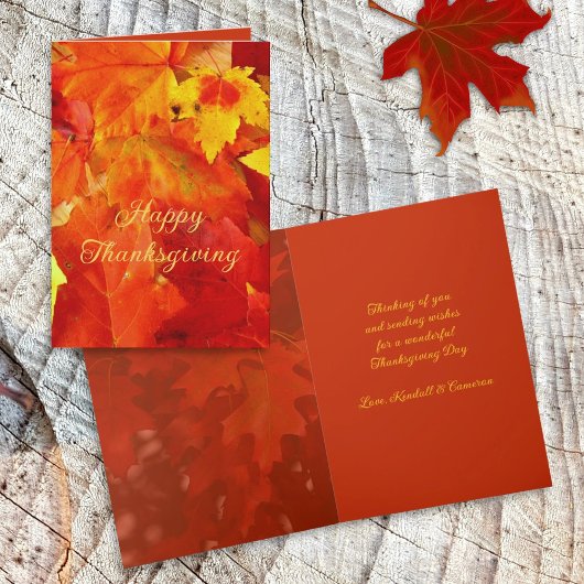 Cartes de message Feuilles orange bon thanksgiving
