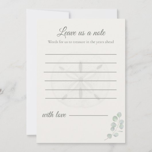 Cartes de messages de mariage Sand Dollar | (Devant)