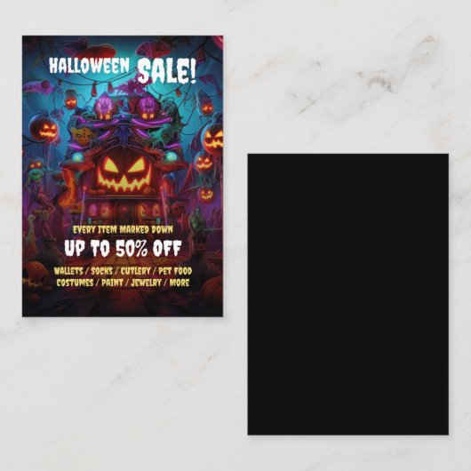 Cartes de mini-flyers pour soldes de fête d'Hallow (Devant / Derrière)