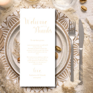 Cartes de mise en place de bienvenue et de remerci