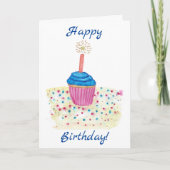 Cartes de modèle de gâteau d'anniversaire coloré (Devant)