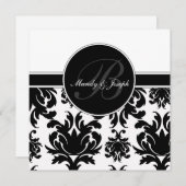 Cartes de monogramme de mariage en Damas (Devant / Derrière)