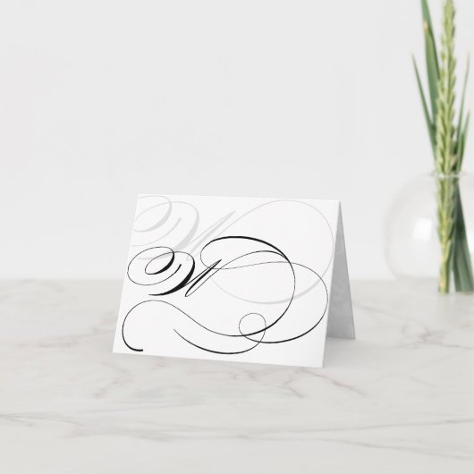 Cartes de monogramme initial W en calligraphie noi (Devant)