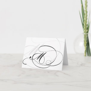 Cartes de monogramme initiale M calligraphiée noir